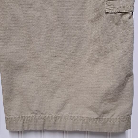 Gander Mountain Capri Cargo Pants Womens 12 Beige 100% Cotton Ripstop Wide Leg - Picture 10 of 15